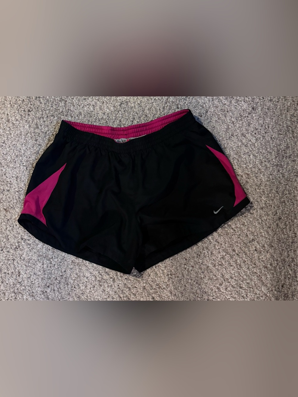 Nike Women’s Black Running Shorts with Pink Trim-XL